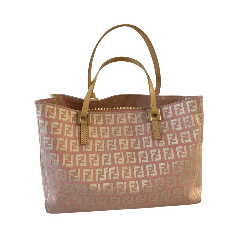Pink Fendi Zuccino tote. 10 1/2” X 7 1/2” X 3 1/2”